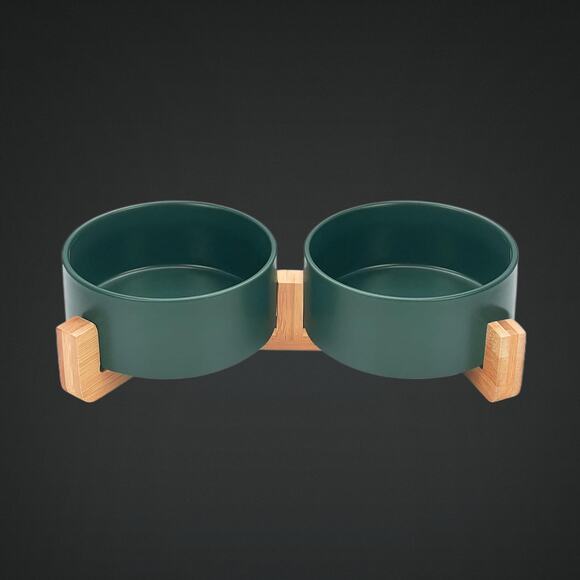 New Ceramic Small Pet Food & Water Bowl Set with Stand - Picture 4 of 6